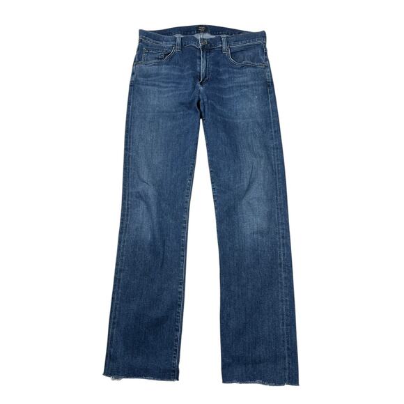 Citizens of Humanity COH Sid Regular Straight Frayed Hem Jeans Dark Wash 34x31 - Picture 1 of 10